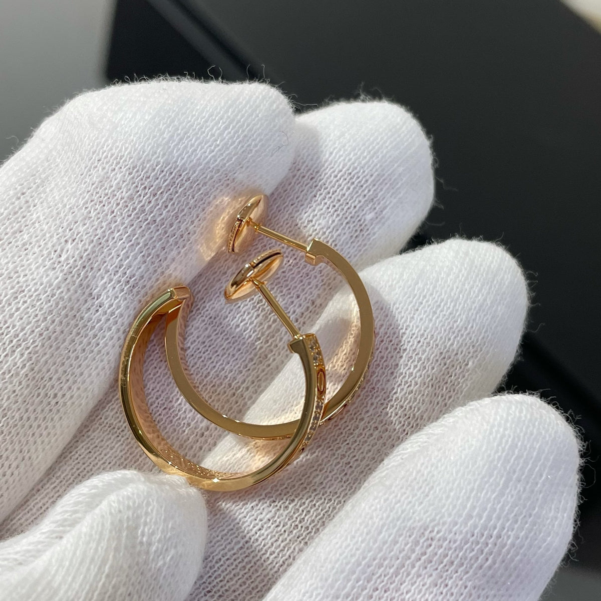 [Elowen jewels ]LOVE DIAMOND PINK GOLD HOOP EARRINGS