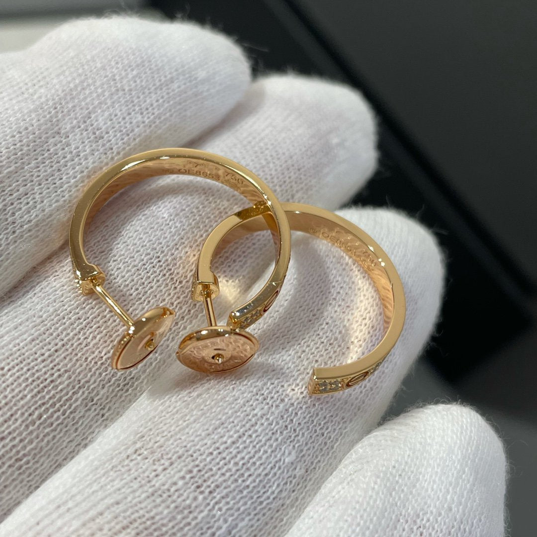 [Elowen jewels ]LOVE DIAMOND PINK GOLD HOOP EARRINGS