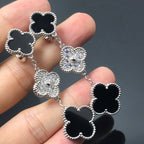 [Elowen jewels ]CLOVER 3-MOTIV-DIAMANT-ONYX-SILBEROHRRINGE