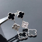 [Elowen jewels ]CLOVER 3-MOTIV-DIAMANT-ONYX-SILBEROHRRINGE