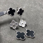 [Elowen jewels ]CLOVER 3-MOTIV-DIAMANT-ONYX-SILBEROHRRINGE