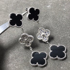 [Elowen jewels ]CLOVER 3-MOTIV-DIAMANT-ONYX-SILBEROHRRINGE