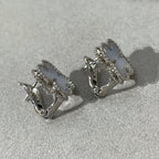 [Elowen jewels ]CLOVER CHALCEDONY SILVER STUD EARRINGS