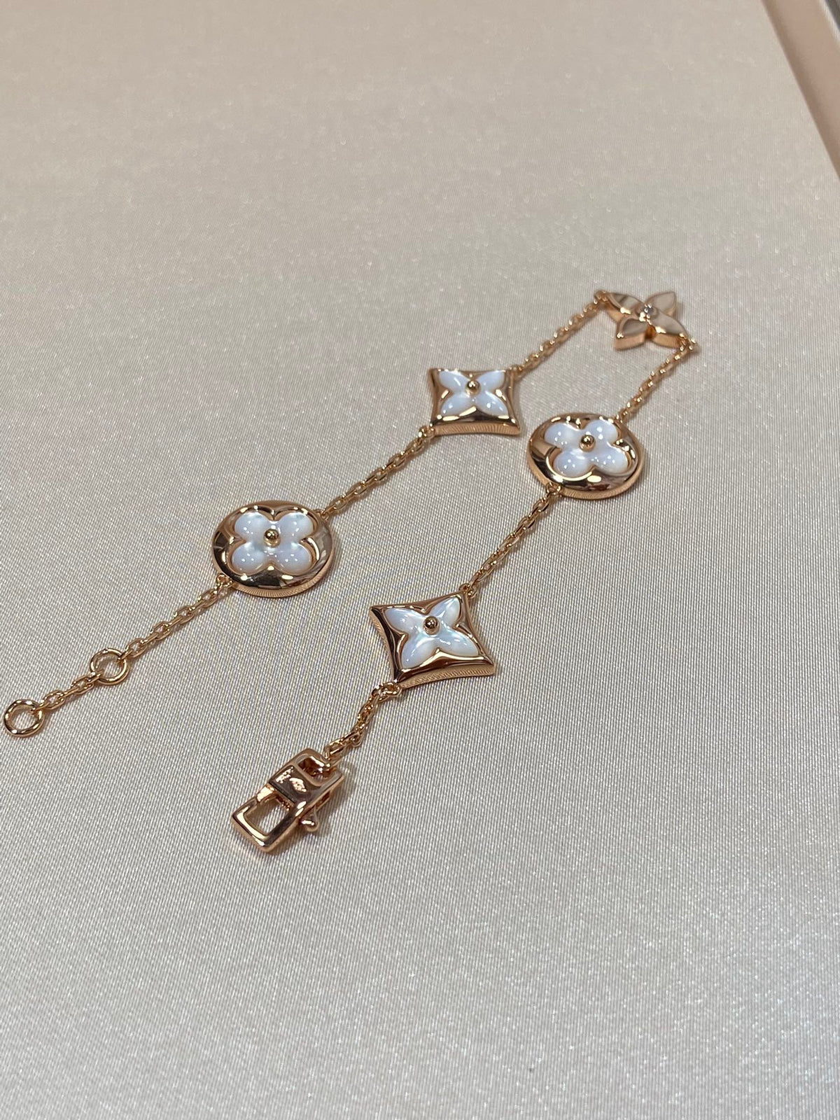 [Elowen jewels ]STAR AND SUN 5 MOTIF MOP PINK GOLD BRACELET