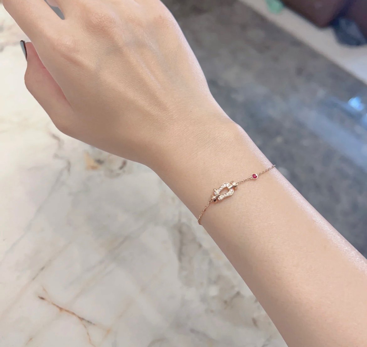 [Elowen jewels ]FORCE 10 DIAMOND CHAIN LINK PINK GOLD BRACELET