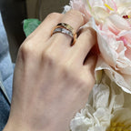[Elowen jewels ]LOVE PINK GOLD SILVER DIAMOND DOUBLE RING