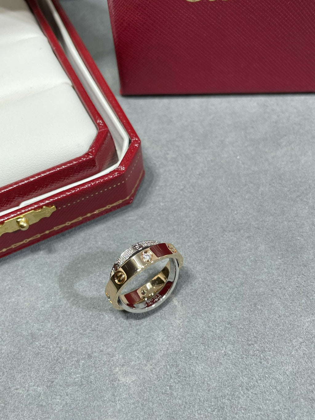 [Elowen jewels ]LOVE PINK GOLD SILVER DIAMOND DOUBLE RING