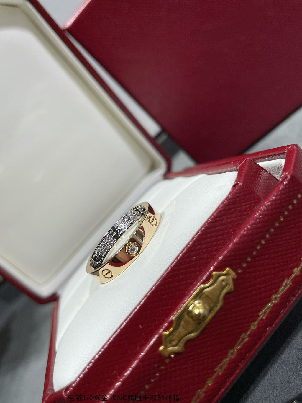 [Elowen jewels ]LOVE PINK GOLD SILVER DIAMOND DOUBLE RING