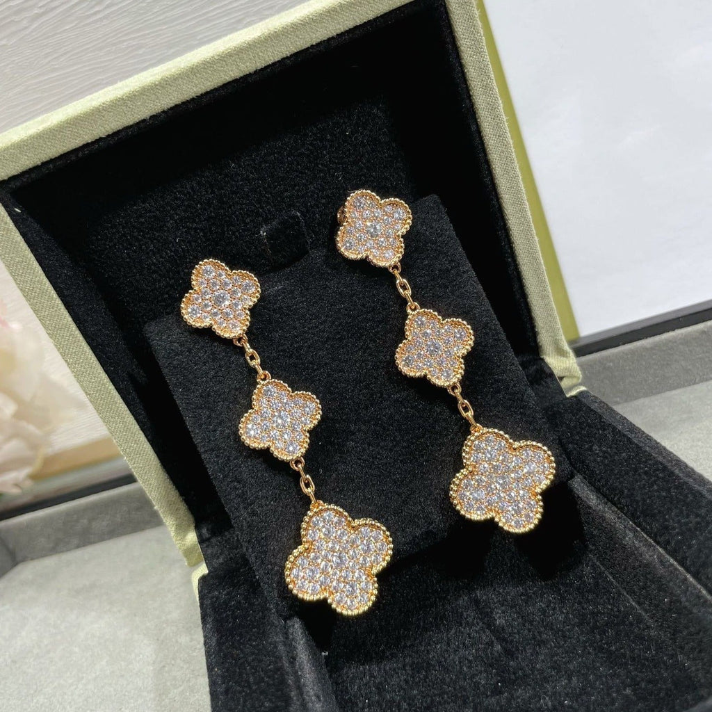 [Elowen jewels] CLOVER 3-MOTIV-DIAMANT-PAVÉ-OHRRINGE IN ROSÉGOLD