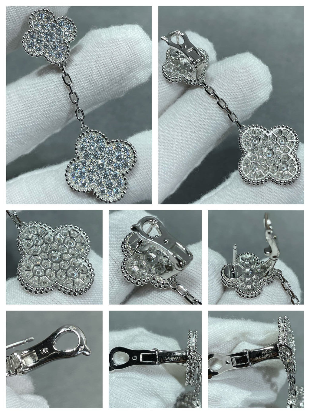 [Elowen jewels ]クローバー 2モチーフ ダイヤモンドパヴェ シルバーピアス