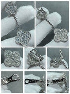 [Elowen jewels ]クローバー 2モチーフ ダイヤモンドパヴェ シルバーピアス