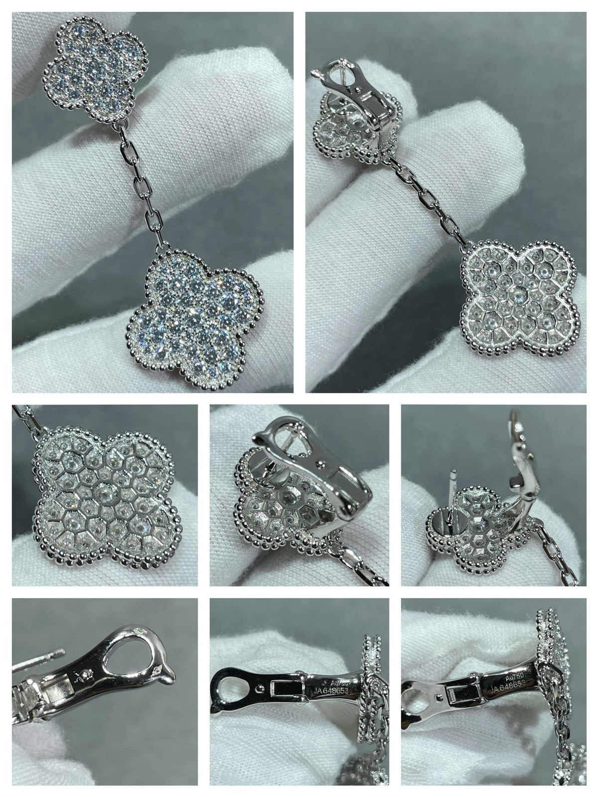 [Elowen jewels] CLOVER 2 MOTIVE OHRRINGE AUS SILBER MIT DIAMANT-PAVÉ