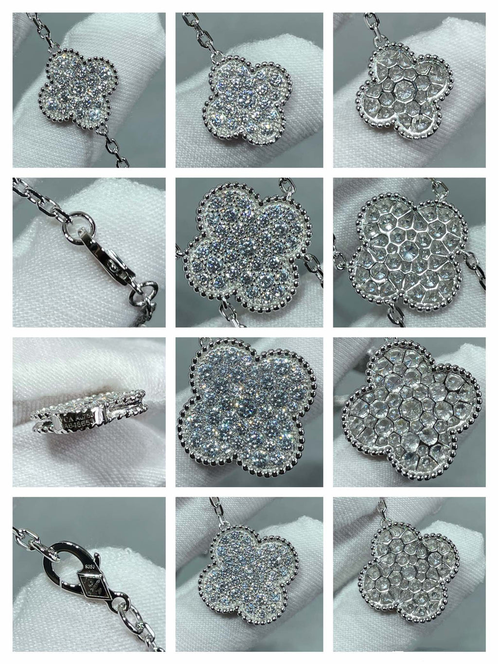 [Elowen jewels ]CLOVER 6-MOTIV-HALSKETTE MIT DIAMANT-PAVÉ