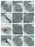 [Elowen jewels ]CLOVER 6-MOTIV-HALSKETTE MIT DIAMANT-PAVÉ
