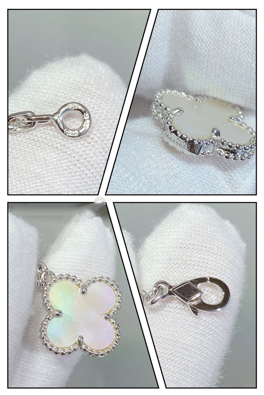 [Elowen jewels ]CLOVER 5-MOTIV-ARMBAND AUS SILBER MIT WEISSEM PERLMUTT