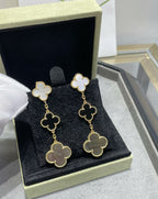 [Elowen jewels ]CLOVER 3 MOTIF MOP ONYX DARK MOP PINK GOLD EARRINGS