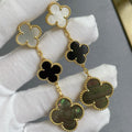 [Elowen jewels ]CLOVER 3 MOTIF MOP ONYX DARK MOP PINK GOLD EARRINGS
