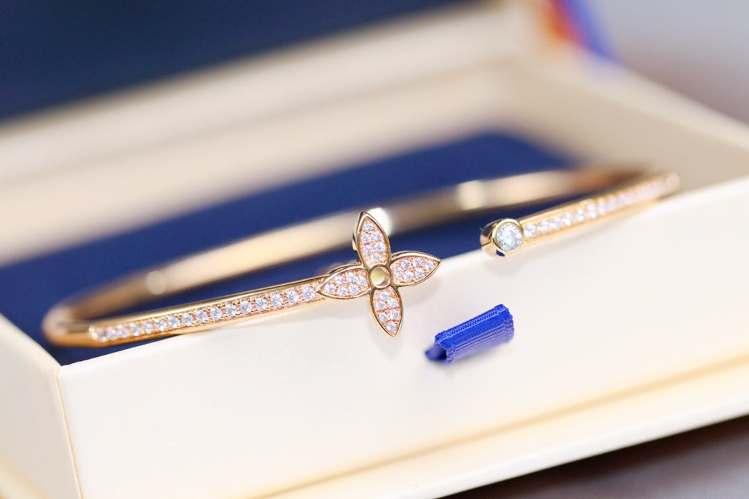 [Elowen jewels ]IDYLLE PINK GOLD OPEN BRACELET DIAMOND PAVED