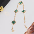 [Elowen jewels ]STAR AND SUN 4 MOTIF PINK GOLD MALACHITE BRACELET