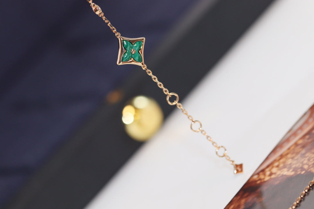 [Elowen jewels ]STAR AND SUN 4 MOTIF PINK GOLD MALACHITE BRACELET