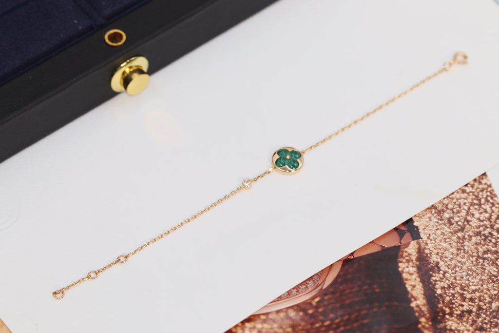 [Elowen jewels ]STAR AND SUN 4 MOTIF PINK GOLD MALACHITE BRACELET