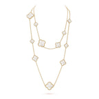 [Elowen jewels ]CLOVER 16-MOTIV-HALSKETTE AUS WEISSEM PERLMUTT UND GOLD