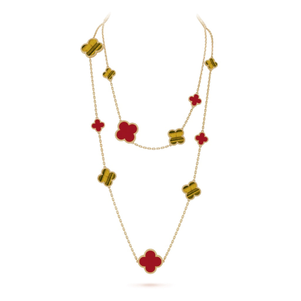[Elowen jewels ]CLOVER 16 MOTIV KARNEOL TIGERAUGE ROSÉGOLD HALSKETTE