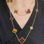[Elowen jewels ]CLOVER 16 MOTIV KARNEOL TIGERAUGE ROSÉGOLD HALSKETTE