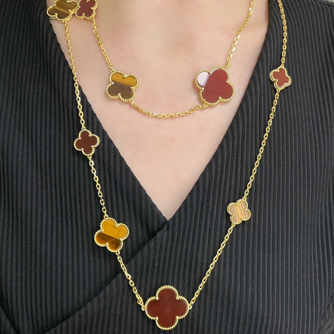 [Elowen jewels ]CLOVER 16 MOTIV KARNEOL TIGERAUGE ROSÉGOLD HALSKETTE