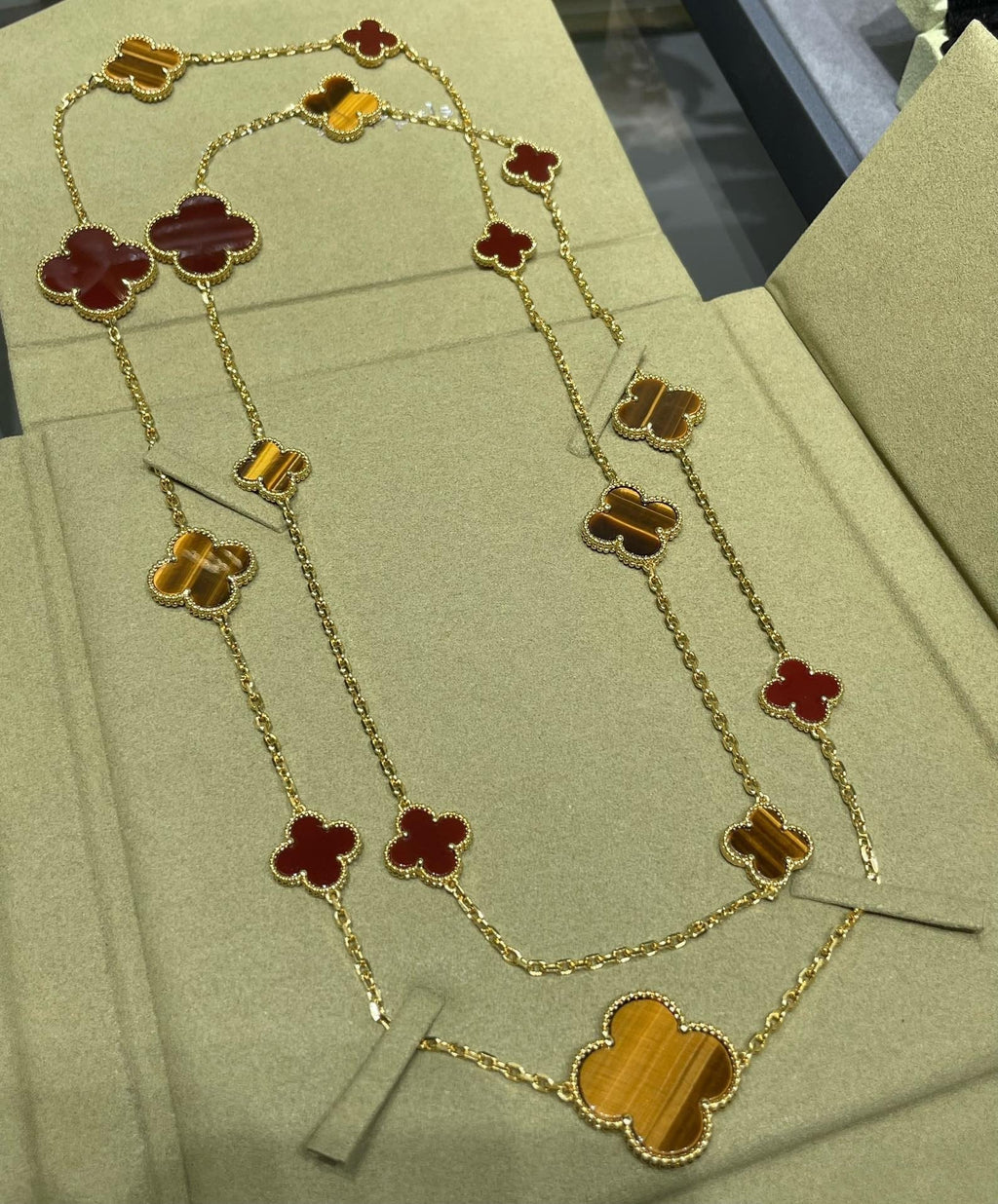 [Elowen jewels ]CLOVER 16 MOTIV KARNEOL TIGERAUGE ROSÉGOLD HALSKETTE