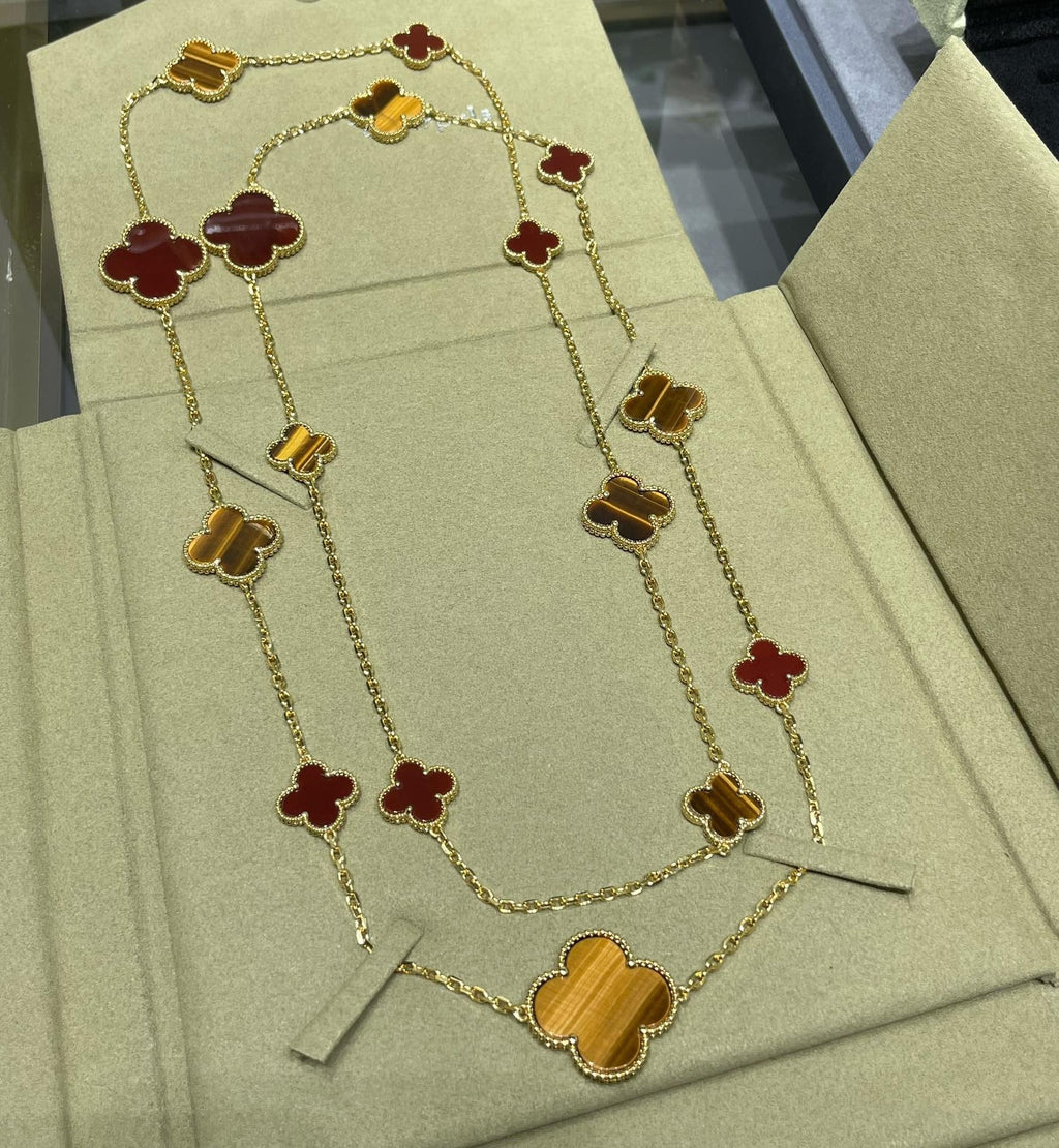 [Elowen jewels ]CLOVER 16 MOTIV KARNEOL TIGERAUGE ROSÉGOLD HALSKETTE