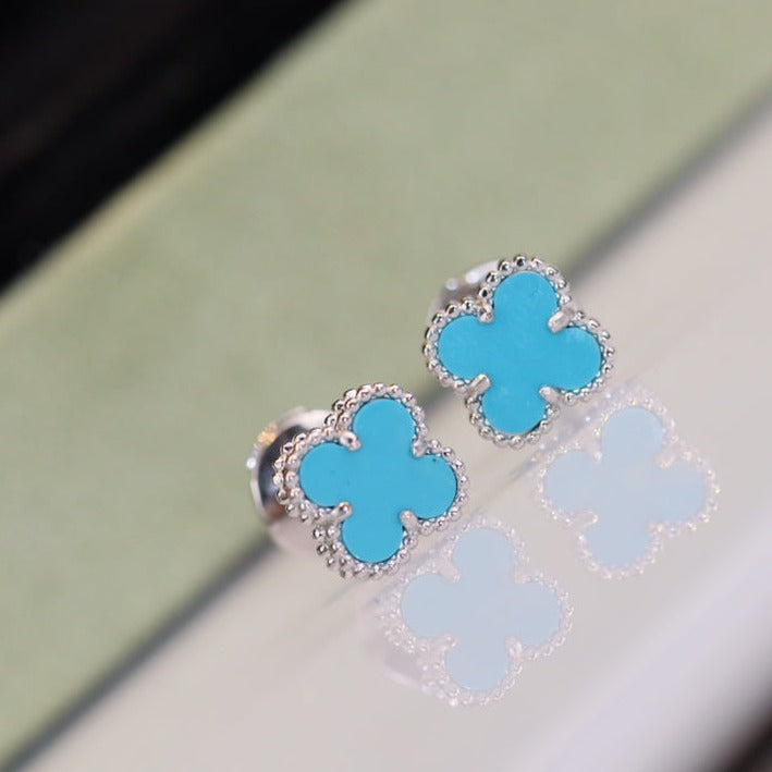 [Elowen jewels ]CLOVER MINI TURQUOISE SILVER STUD EARRINGS