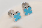 [Elowen jewels ]CLOVER MINI TURQUOISE SILVER STUD EARRINGS