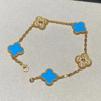 [Elowen jewels ] KOLLEKTION CLOVER 5 MOTIV ARMBAND MIT BLAUEM ACHAT