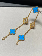 [Elowen jewels ] KOLLEKTION CLOVER 5 MOTIV ARMBAND MIT BLAUEM ACHAT