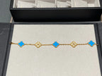 [Elowen jewels ] KOLLEKTION CLOVER 5 MOTIV ARMBAND MIT BLAUEM ACHAT