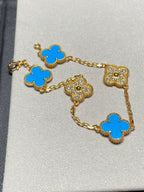 [Elowen jewels ] KOLLEKTION CLOVER 5 MOTIV ARMBAND MIT BLAUEM ACHAT