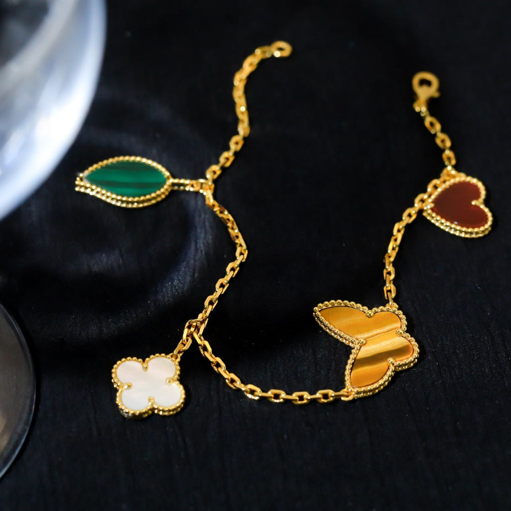 [Elowen jewels ]ラッキースプリング 5モチーフ ゴールドブレスレット