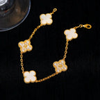 [Elowen jewels ]KOLLEKTION CLOVER WHITE PEARL MOP ARMBAND MIT 5 MOTIVEN