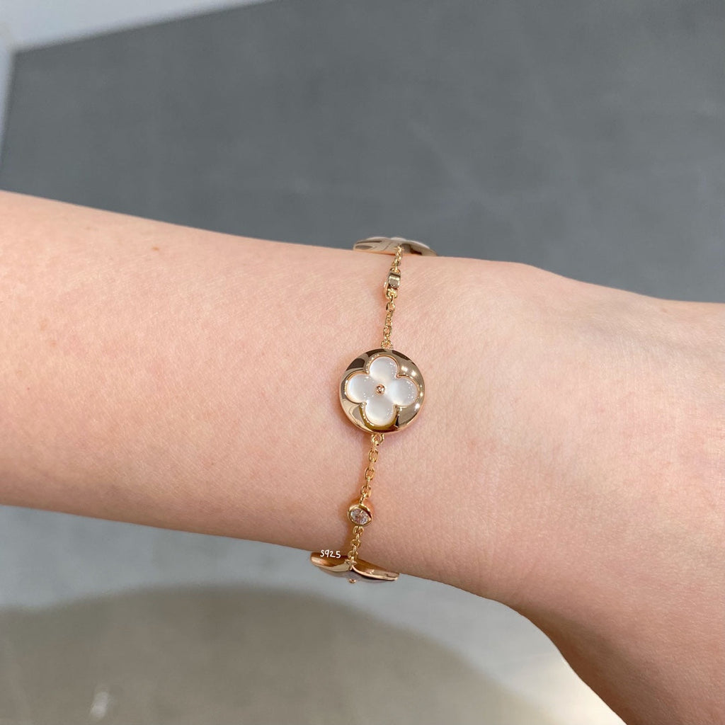 [Elowen jewels ]STAR AND SUN 4モチーフ ホワイトMOP ピンクゴールドブレスレット