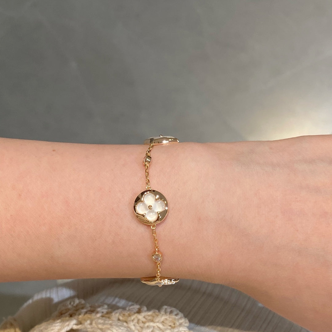 [Elowen jewels ]STAR AND SUN 4モチーフ ホワイトMOP ピンクゴールドブレスレット