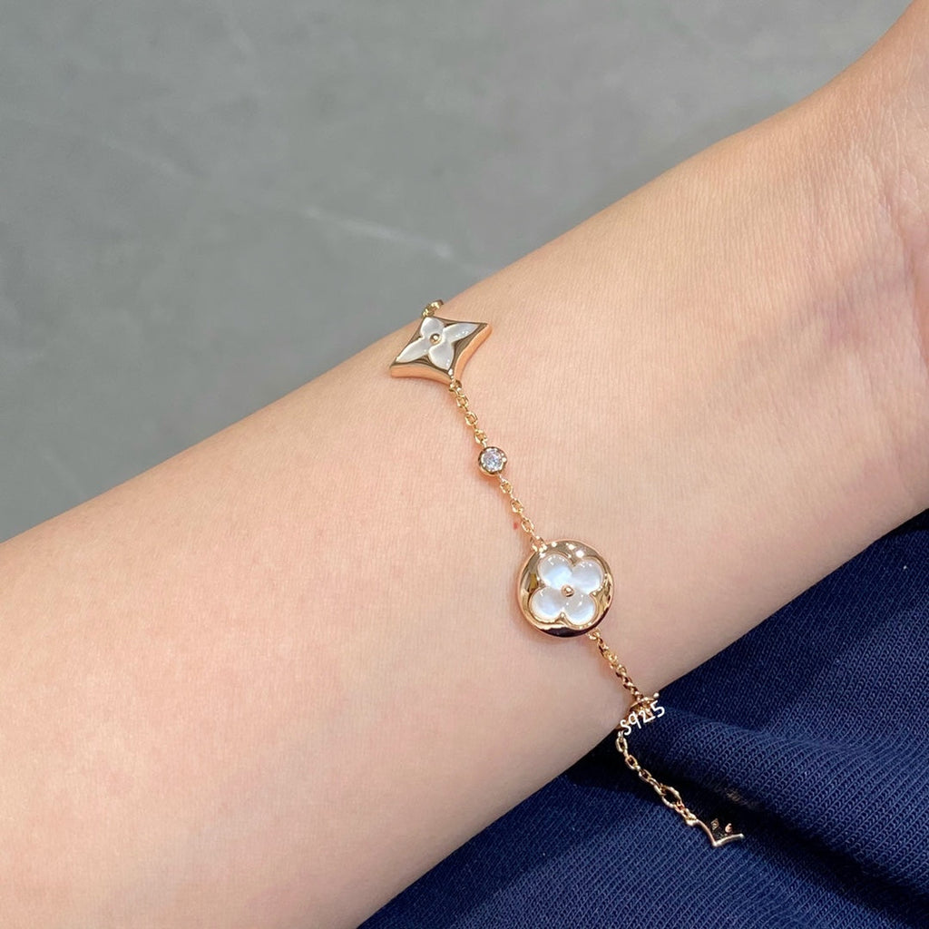 [Elowen jewels ]STAR AND SUN 4モチーフ ホワイトMOP ピンクゴールドブレスレット