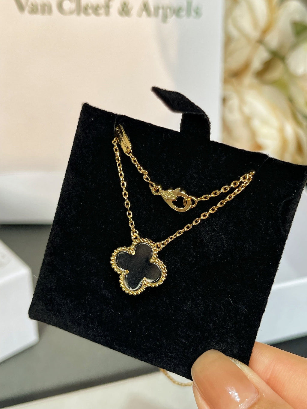 [Elowen jewels ]クローバー ロッククリスタル ローズゴールドネックレス