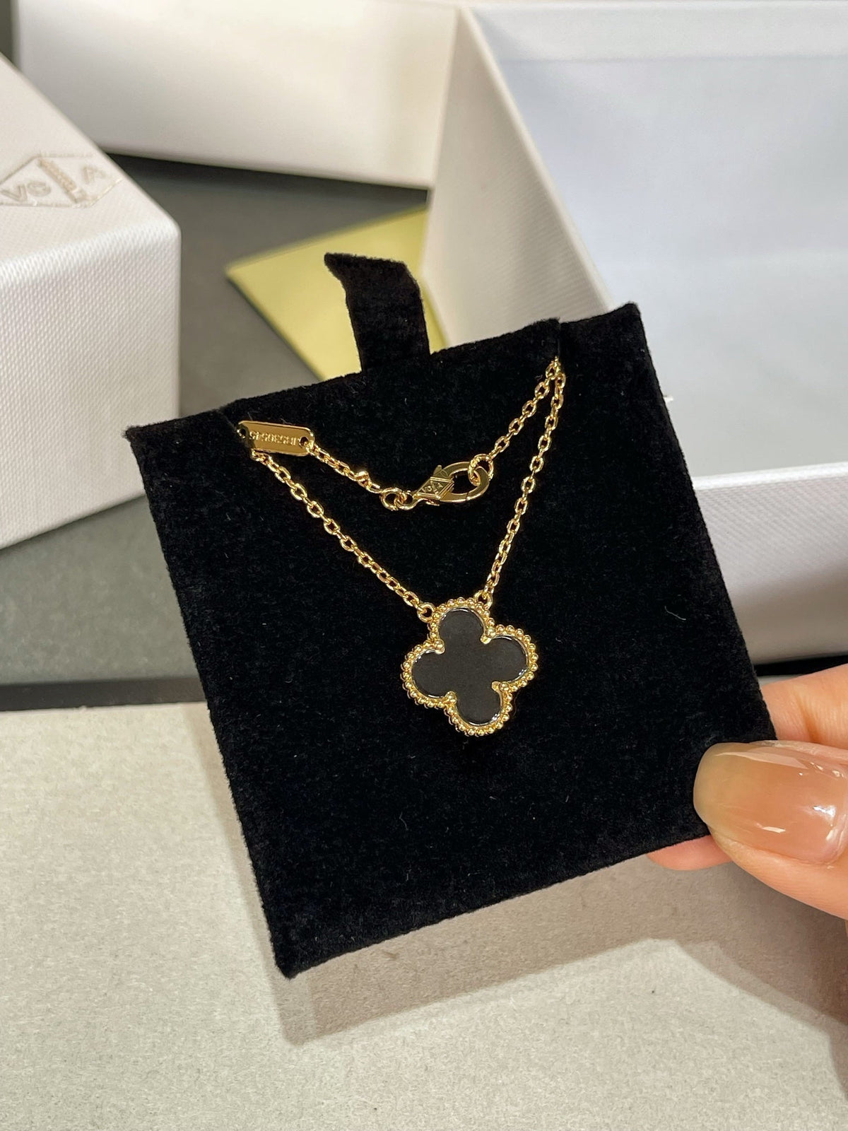 [Elowen jewels ]クローバー ロッククリスタル ローズゴールドネックレス