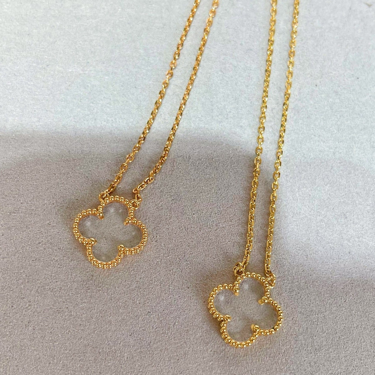 [Elowen jewels ]クローバー ロッククリスタル ローズゴールドネックレス