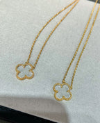 [Elowen jewels ]クローバー ロッククリスタル ローズゴールドネックレス