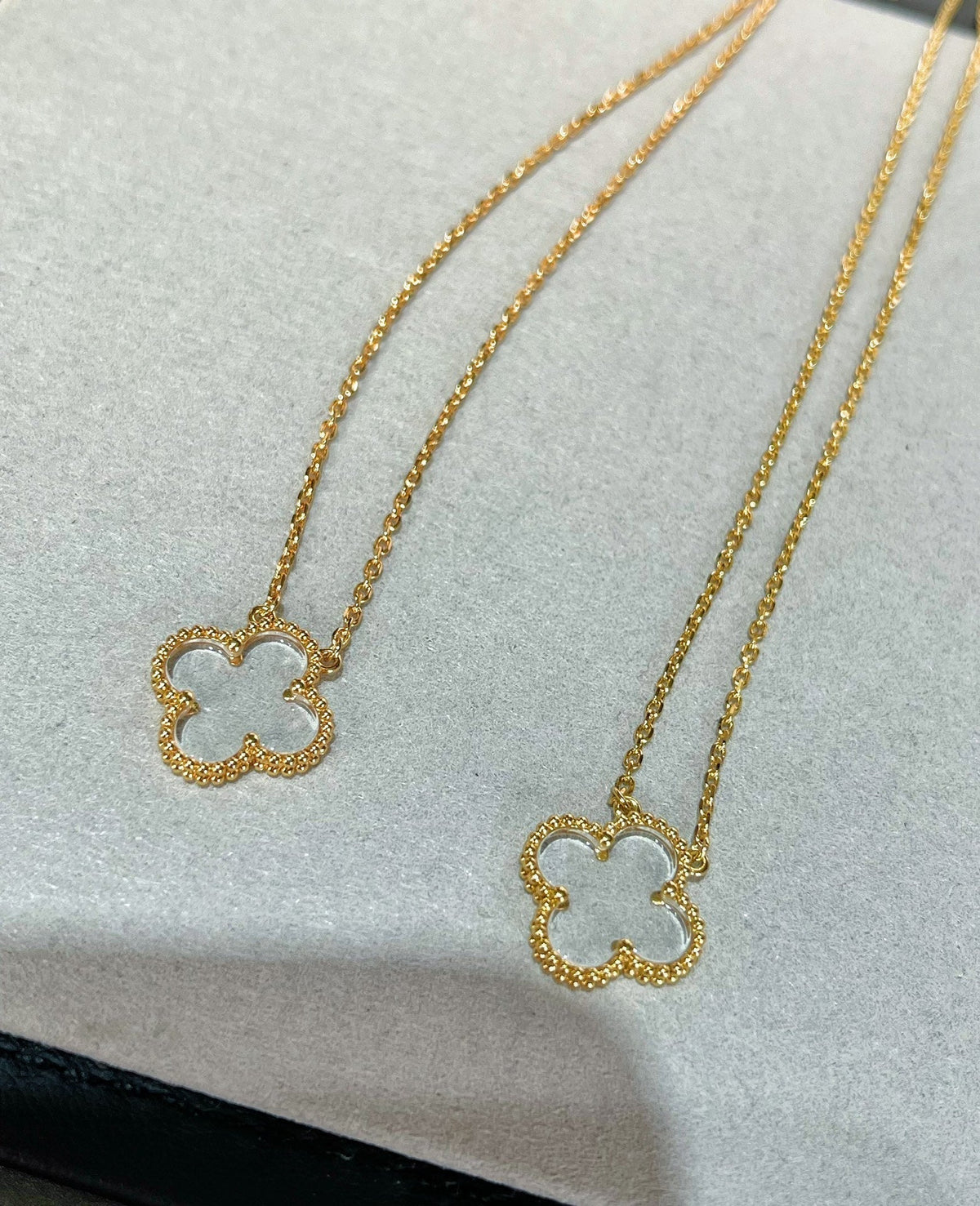 [Elowen jewels ]クローバー ロッククリスタル ローズゴールドネックレス