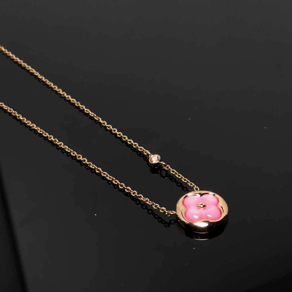 [Elowen jewels ]COLOR BLOSSOM PINK MOP SUN GOLD NECKLACE