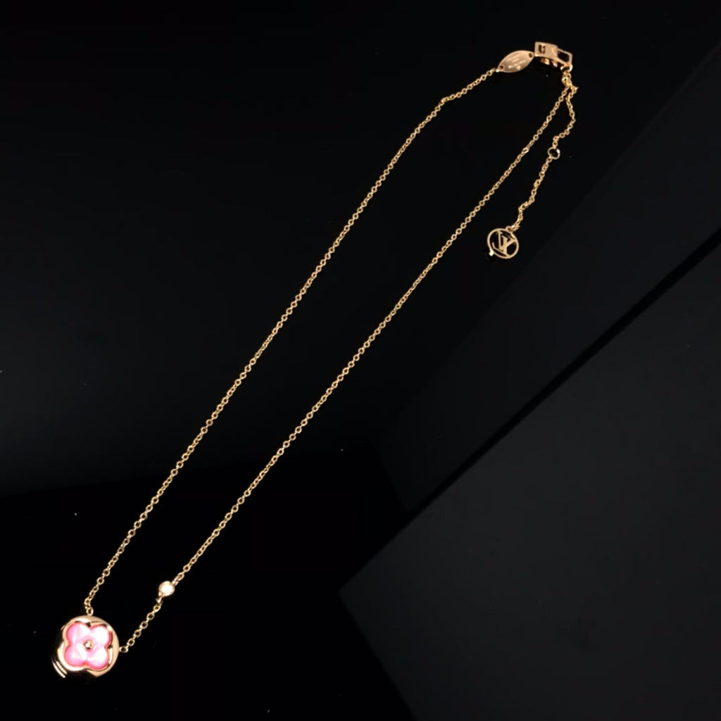 [Elowen jewels ]COLOR BLOSSOM PINK MOP SUN GOLD NECKLACE