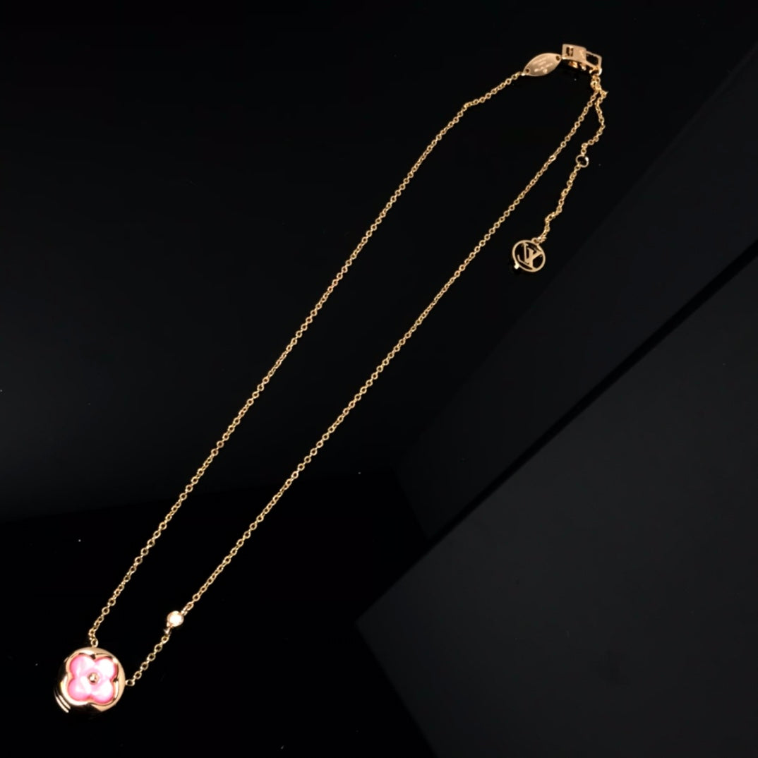 [Elowen jewels ]COLOR BLOSSOM PINK MOP SUN GOLD NECKLACE